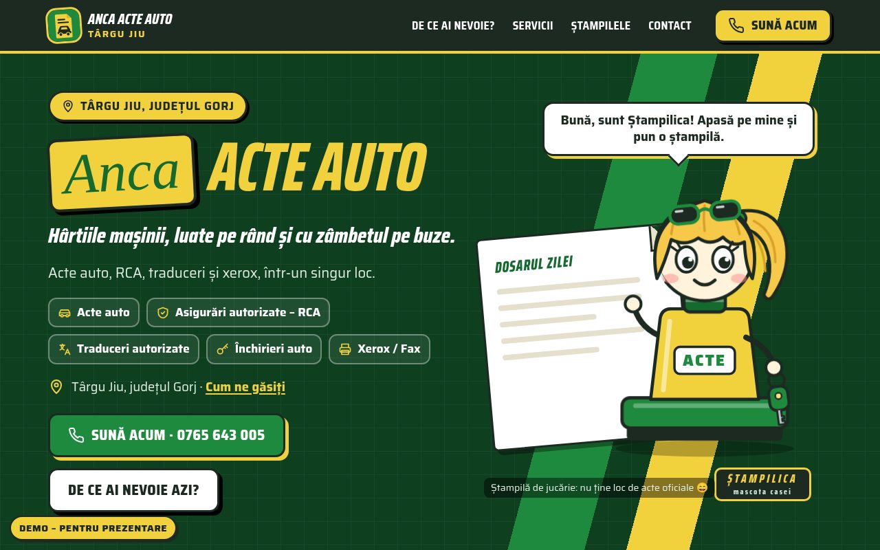 Captură de pe demo-ul Anca Acte Auto