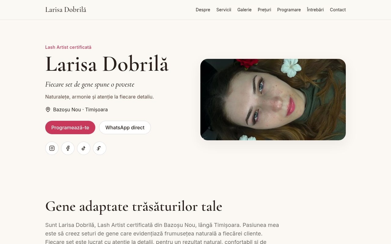 Captură de pe site-ul Larisa Dobrilă