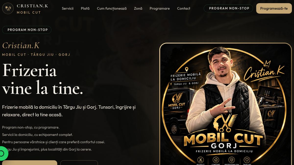 Captură de pe site-ul Mobil Cut