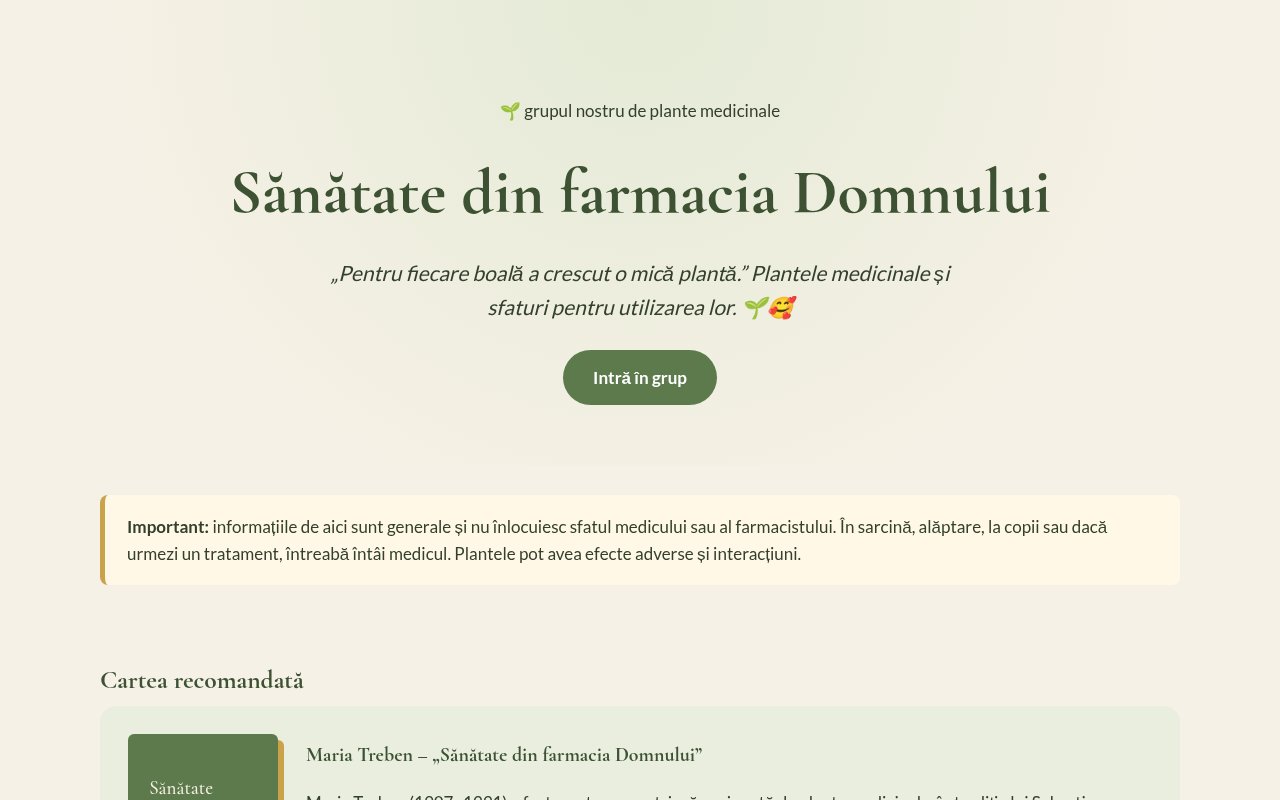 Captură de pe demo-ul Sănătate din farmacia Domnului