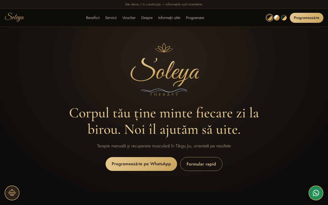 Captură de pe site-ul Soleya Therapy